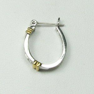 14K White and Yellow Gold Diamond Hoop Single Earring
